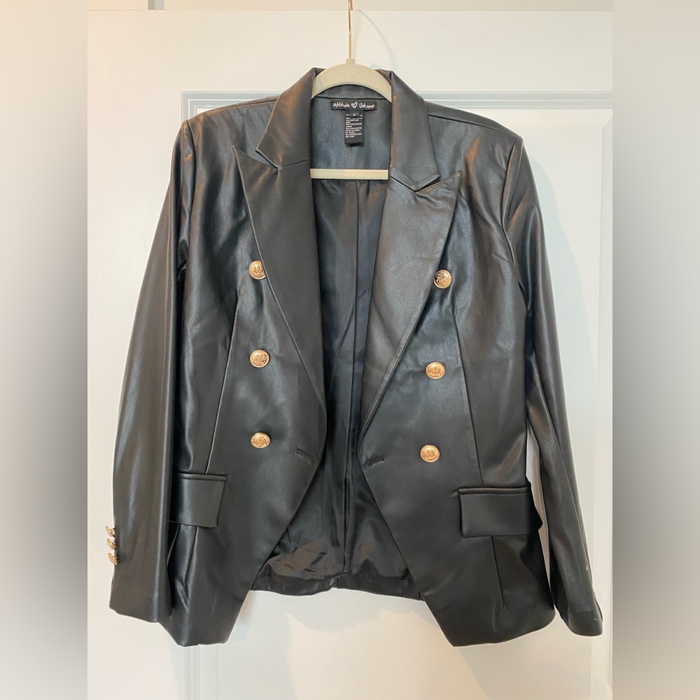 Leather Jacket with gold buttons